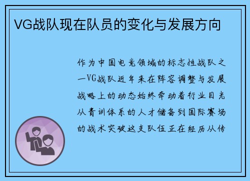 VG战队现在队员的变化与发展方向